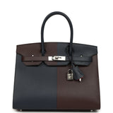 Hermes Casaque Birkin Sellier 30 Rouge Sellier and Bleu Indigo Epsom Palladium Hardware - Thumbnail View 1
