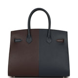 Hermes Casaque Birkin Sellier 30 Rouge Sellier and Bleu Indigo Epsom Palladium Hardware - Thumbnail View 4