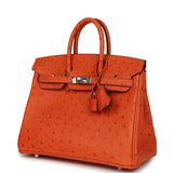 Hermes Birkin 25 Tangerine Ostrich Palladium Hardware - Thumbnail View 5