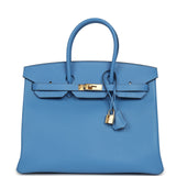 Pre-owned Hermes Birkin 35 Bleu Paradise Epsom Gold Hardware - Thumbnail View 1