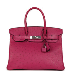 Pre-owned Hermes Birkin 30 Rose Poupre Ostrich Palladium Hardware