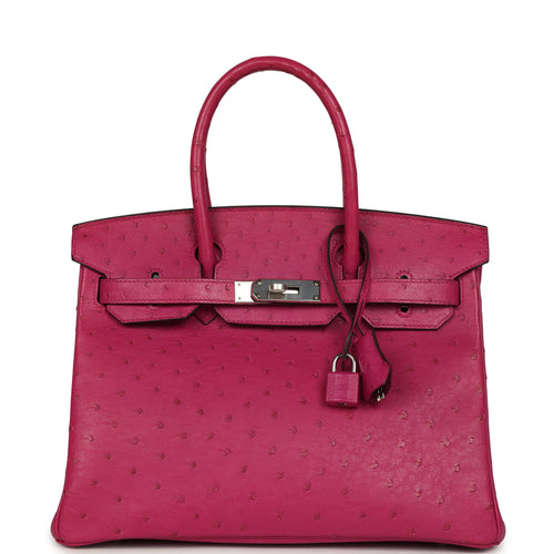 Pre-owned Hermes Birkin 30 Rose Poupre Ostrich Palladium Hardware