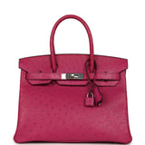 Pre-owned Hermes Birkin 30 Rose Poupre Ostrich Palladium Hardware - Thumbnail View 1
