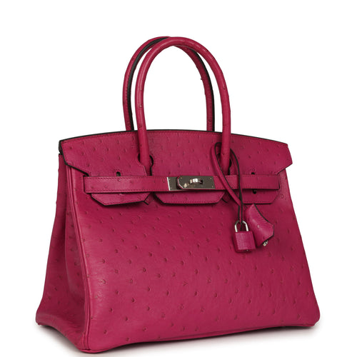 Pre-owned Hermes Birkin 30 Rose Poupre Ostrich Palladium Hardware