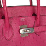 Pre-owned Hermes Birkin 30 Rose Poupre Ostrich Palladium Hardware - Thumbnail View 7