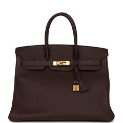 Pre-owned Hermes Birkin 35 Rouge Sellier Togo Gold Hardware