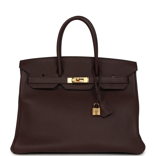 Pre-owned Hermes Birkin 35 Rouge Sellier Togo Gold Hardware