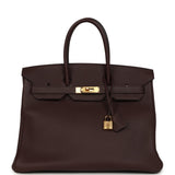 Pre-owned Hermes Birkin 35 Rouge Sellier Togo Gold Hardware - Thumbnail View 1