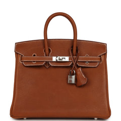 Hermes Birkin 25 Fauve Barenia Faubourg Palladium Hardware