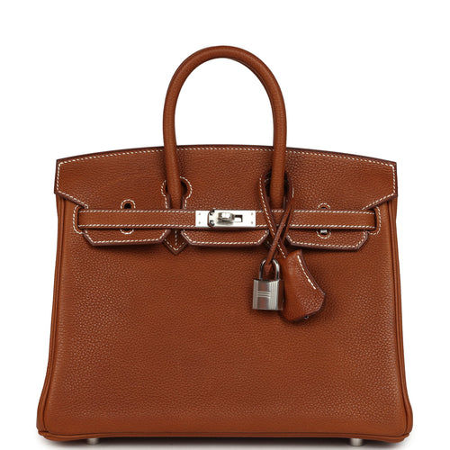 Hermes Birkin 25 Fauve Barenia Faubourg Palladium Hardware