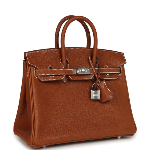 Hermes Birkin 25 Fauve Barenia Faubourg Palladium Hardware