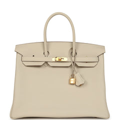 Hermes Birkin 35 Craie Togo Gold Hardware