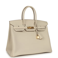 Hermes Birkin 35 Craie Togo Gold Hardware