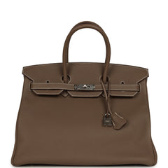 Pre-owned Hermes Birkin 35 Etoupe Togo Palladium Hardware
