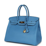 Pre-owned Hermes Birkin 35 Bleu Paradise Epsom Gold Hardware - Thumbnail View 5