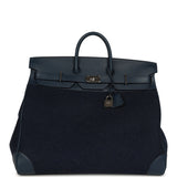 Pre-owned Hermes Birkin HAC 50 Bleu Nuit Toodoo Feutre Wool and Bleu De Malte Evercolor Palladium Hardware - Thumbnail View 1