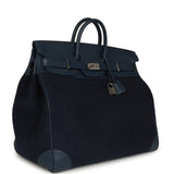 Pre-owned Hermes Birkin HAC 50 Bleu Nuit Toodoo Feutre Wool and Bleu De Malte Evercolor Palladium Hardware - Thumbnail View 2