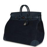 Pre-owned Hermes Birkin HAC 50 Bleu Nuit Toodoo Feutre Wool and Bleu De Malte Evercolor Palladium Hardware - Thumbnail View 5