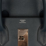Pre-owned Hermes Birkin HAC 50 Bleu Nuit Toodoo Feutre Wool and Bleu De Malte Evercolor Palladium Hardware - Thumbnail View 7
