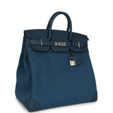 Hermes HAC Birkin 40 Bleu De Prusse Togo and Bleu Thalassa Militaire Canvas Palladium Hardware - Thumbnail View 2
