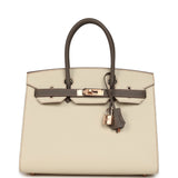 Hermes Special Order (HSS) Birkin Sellier 30 Craie and Gris Etain Epsom Rose Gold Hardware - Thumbnail View 1