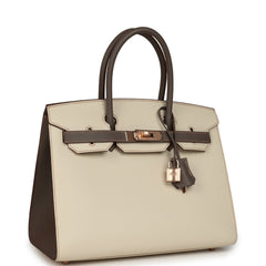 Hermes Special Order (HSS) Birkin Sellier 30 Craie and Gris Etain Epsom Rose Gold Hardware