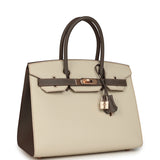 Hermes Special Order (HSS) Birkin Sellier 30 Craie and Gris Etain Epsom Rose Gold Hardware - Thumbnail View 2