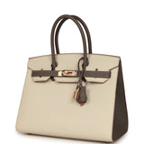 Hermes Special Order (HSS) Birkin Sellier 30 Craie and Gris Etain Epsom Rose Gold Hardware - Thumbnail View 5
