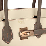 Hermes Special Order (HSS) Birkin Sellier 30 Craie and Gris Etain Epsom Rose Gold Hardware - Thumbnail View 7
