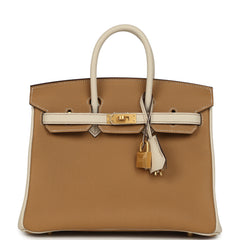 Hermes Special Order (HSS) Birkin 25 Biscuit and Craie Togo Brushed Gold Hardware