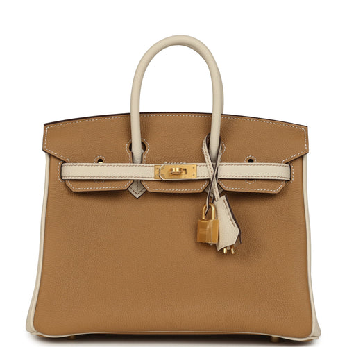 Hermes Special Order (HSS) Birkin 25 Biscuit and Craie Togo Brushed Gold Hardware