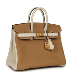 Hermes Special Order (HSS) Birkin 25 Biscuit and Craie Togo Brushed Gold Hardware