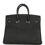 Pre-owned Hermes Birkin 25 Touch Black Togo and Shiny Niloticus Crocodile Touch Rose Gold Hardware - Thumbnail View 4