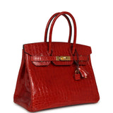 Pre-owned Hermes Birkin 30 Braise Shiny Niloticus Crocodile Gold Hardware - Thumbnail View 2