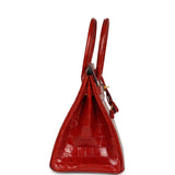 Pre-owned Hermes Birkin 30 Braise Shiny Niloticus Crocodile Gold Hardware - Thumbnail View 3