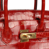 Pre-owned Hermes Birkin 30 Braise Shiny Niloticus Crocodile Gold Hardware - Thumbnail View 7