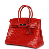 Pre-owned Hermes Birkin 30 Geranium Shiny Niloticus Crocodile Palladium Hardware - Thumbnail View 5