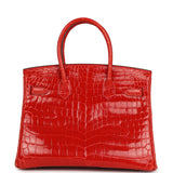 Pre-owned Hermes Birkin 30 Geranium Shiny Niloticus Crocodile Palladium Hardware - Thumbnail View 4