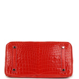 Pre-owned Hermes Birkin 30 Geranium Shiny Niloticus Crocodile Palladium Hardware - Thumbnail View 6