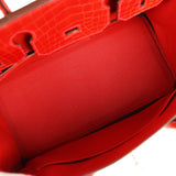 Pre-owned Hermes Birkin 30 Geranium Shiny Niloticus Crocodile Palladium Hardware - Thumbnail View 8