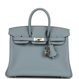 Hermes Birkin 25 Bleu Lin Swift Palladium Hardware - Thumbnail View 1