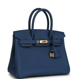 Hermes Birkin 30 Bleu Tie Togo Permabrass Hardware - Thumbnail View 2