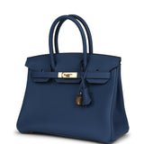 Hermes Birkin 30 Bleu Tie Togo Permabrass Hardware - Thumbnail View 5