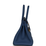 Hermes Birkin 30 Bleu Tie Togo Permabrass Hardware - Thumbnail View 3