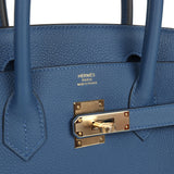 Hermes Birkin 30 Bleu Tie Togo Permabrass Hardware - Thumbnail View 7