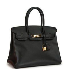 Pre-owned Hermes Birkin 30 Black Epsom Gold Hardware
