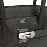 Hermes Shoulder Birkin Light 29 Vert Bronze Evercolor Palladium Hardware - Thumbnail View 7