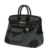 Hermes Birkin 25 Cargo Vert Mangrove Toile Goeland and Black Swift Palladium Hardware - Thumbnail View 5