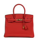 Pre-owned Hermes Birkin 30 Vermillon Togo Gold Hardware - Thumbnail View 1
