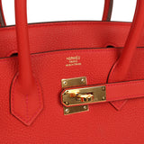 Pre-owned Hermes Birkin 30 Vermillon Togo Gold Hardware - Thumbnail View 7